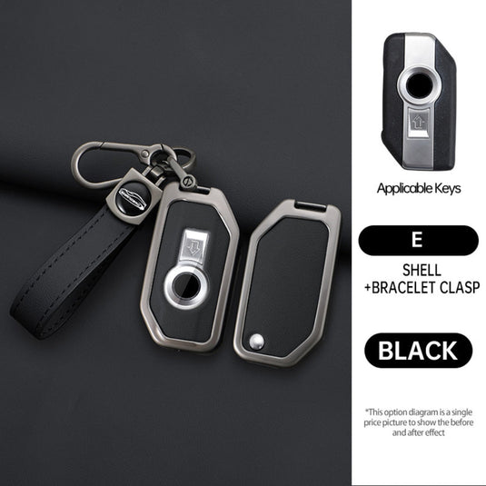 BMW Motorcycle Zinc Alloy + Leather Protection Car Key Fob Case Cover For R1200GS, R1250GS, R1200RT, K1600, K1600B