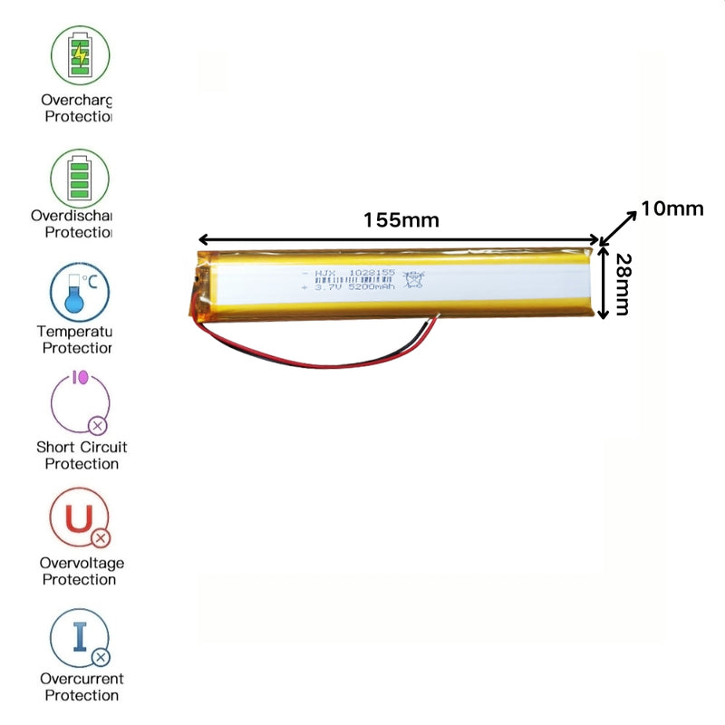 Cargue la imagen en el visor de la galería, [PH2.0-JST Connector][1028155] Universal 5200mAh 3.7V Rechargeable Li-Ion Lithium Polymer Battery - Polar Tech Australia
