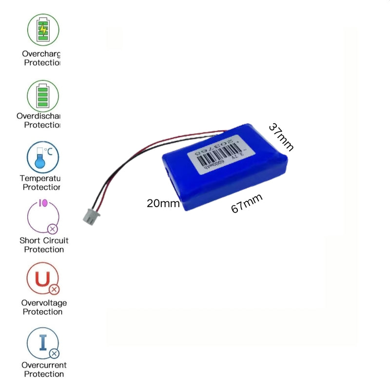 Cargue la imagen en el visor de la galería, [PH2.0-JST Connector][203765] Universal 6000mAh 3.7V Rechargeable Li-Ion Lithium Polymer Battery - Polar Tech Australia
