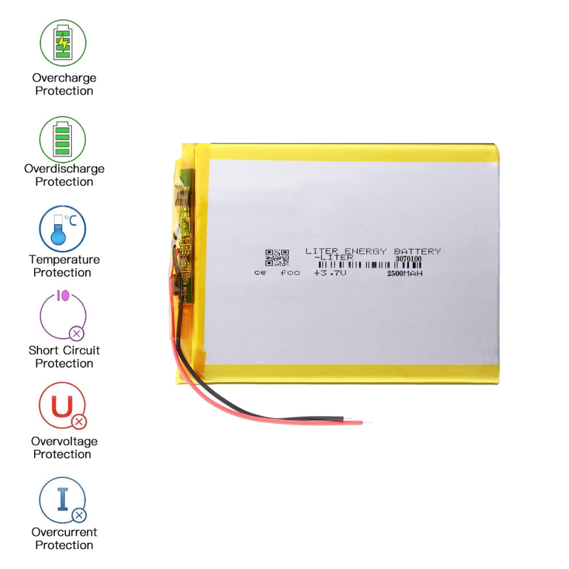 Cargue la imagen en el visor de la galería, [PH2.0-JST Connector][3070100] Universal 2500mAh 3.7V Rechargeable Li-Ion Lithium Polymer Battery - Polar Tech Australia

