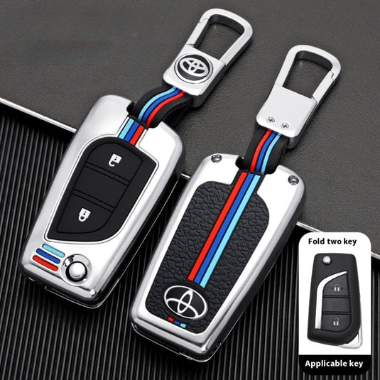 Toyota Foldable Style Metal Shell & Soft Silicone Full Protection Car Key Fob Case Cover For Camry RAV4 Highlander Avalon C-HR Prius Corolla