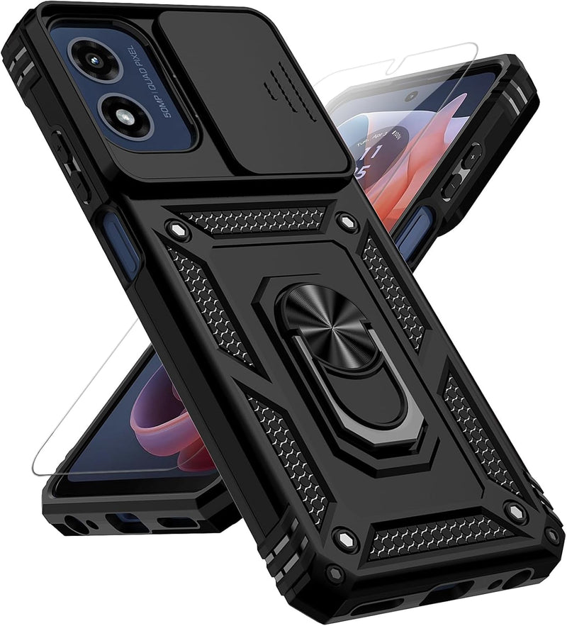 Cargue la imagen en el visor de la galería, [Magnetic Ring Kickstand][Slide Camera Cover] Motorola Moto G 5G 2024 - Shield Shockproof Rugged Heavy Duty Case - Polar Tech Australia
