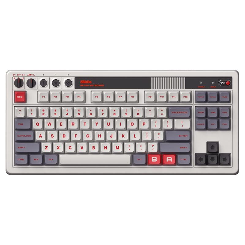 Chargez l&#39;image dans la visionneuse de la galerie, 8BitDo Retro Mechanical Keyboard, Bluetooth/2.4G/USB-C Hot Swappable Gaming Keyboard with 87 Keys, Dual Super Programmable Buttons for Windows and Android (N)
