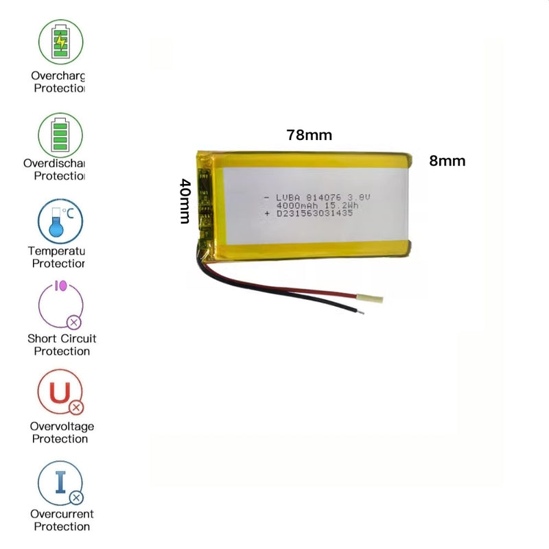 Load image into Gallery viewer, [PH2.0-JST Connector][814076] Universal 4000mAh 3.8V Rechargeable Li-Ion Lithium Polymer Battery - Polar Tech Australia
