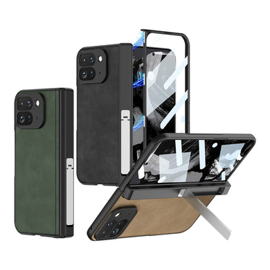 Google Pixel 9 Pro Fold - Integrated Frosted Fold Hinge Leather Phone Case - Polar Tech Australia