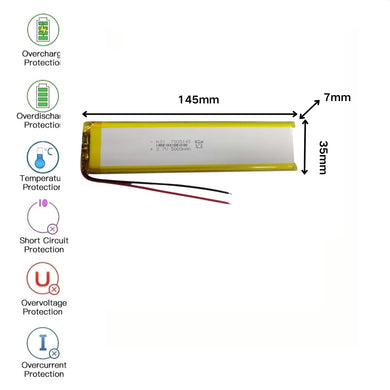 [PH2.0-JST Connector][7035145] Universal 5000mAh 3.7V Rechargeable Li-Ion Lithium Polymer Battery - Polar Tech Australia