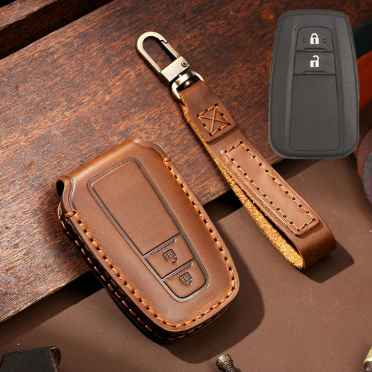 Toyota Handcrafted Genuine Leather Car Key Fob Protective Case Cover For Camry, C-HR, Corolla, RAV4, Avalon, Land Cruiser, Prado, Prius