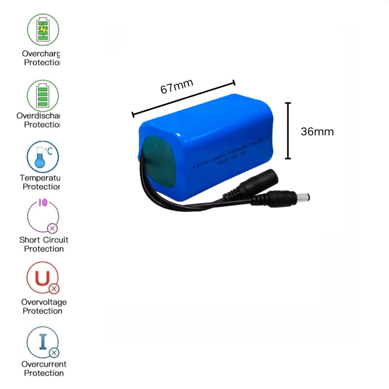Cargue la imagen en el visor de la galería, [DC Connector][18650] Universal 3000mAh 14.8V Rechargeable Li-Ion Lithium Polymer Battery - Polar Tech Australia
