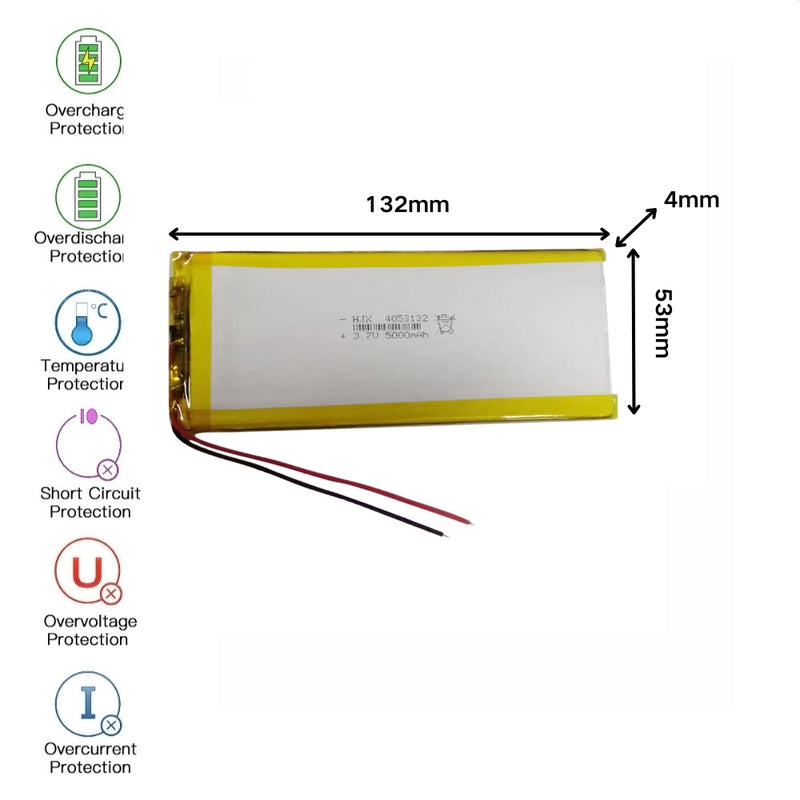 Cargue la imagen en el visor de la galería, [PH2.0-JST Connector][4053132] Universal 5000mAh 3.7V Rechargeable Li-Ion Lithium Polymer Battery - Polar Tech Australia
