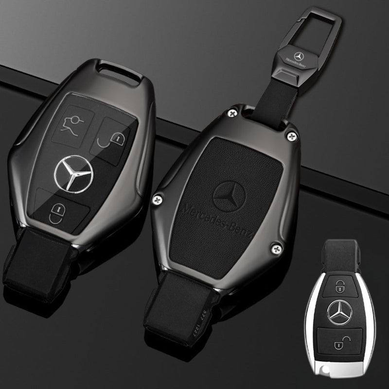 Chargez l&#39;image dans la visionneuse de la galerie, Mercedes Benz Alloy + Leather Protection Car Key Fob Case Cover For Benz A, B, C, E, S, G-Class, GLA, GLB, GLC, GLE, GLS, CLA, CLS, EQC
