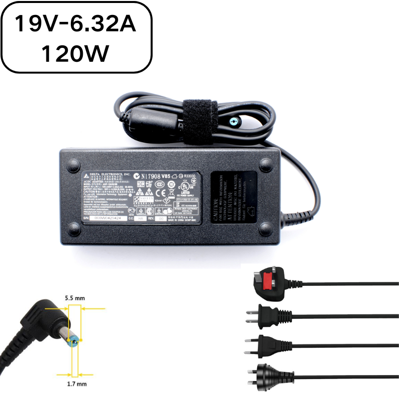 Chargez l&#39;image dans la visionneuse de la galerie, [19V-6.32A/120W][5.5x1.7] Acer Aspire 8940G 8950G 8951G Series Laptop AC Power Supply Adapter Charger
