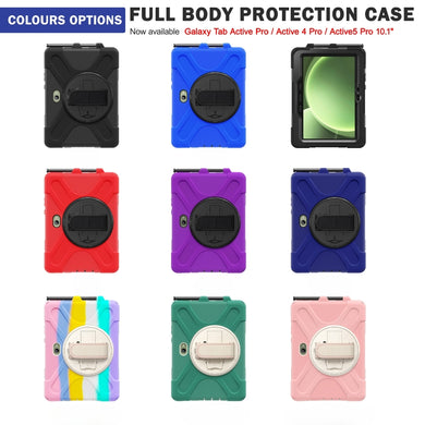 Samsung Galaxy Tab Active Pro / Active 4 Pro / Active 5 Pro Series - Heavy Duty 360 Degree Rotate Stand Hand Strap Case With Shoulder Strap