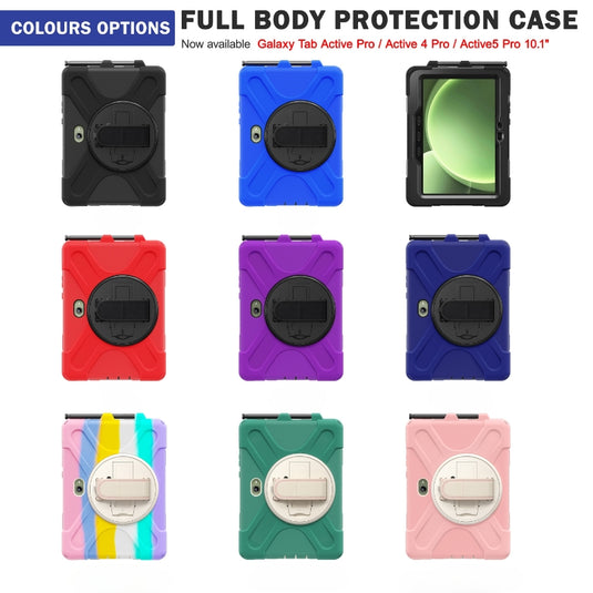 Samsung Galaxy Tab Active Pro / Active 4 Pro / Active 5 Pro Series - Heavy Duty 360 Degree Rotate Stand Hand Strap Case With Shoulder Strap