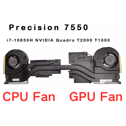 Dell Precision 7550 i7-10850H Gen 10 T1000 T2000 Series - Laptop CPU & GPU Cooling Fan Cooler With Heatsink - Polar Tech Australia