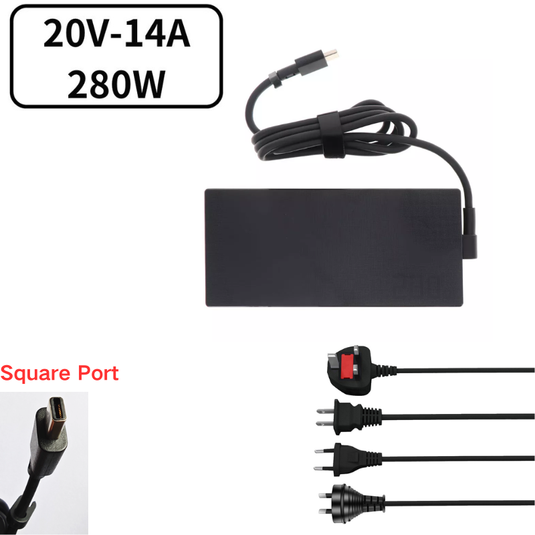 [20V-14A/280W][Square Port] Asus ROG Strix Scar 16 2025 G615 G635 Series - Laptop AC Power Supply Adapter Charger