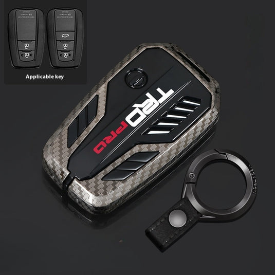 Toyota TRD Carbon Fiber Metal Car Key Fob Protective Case Cover For C-HR, Camry, RAV4, Avalon, Prius, Corolla, Highlander, GT86, Prado