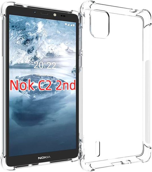 Nokia C2 2nd Edition - AirPillow Cushion Transparent Soft Clear TPU Four Corners Protective Case - Polar Tech Australia