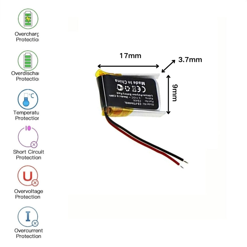 Chargez l&#39;image dans la visionneuse de la galerie, [PH2.0-JST Connector][370917] Universal 38mAh 3.7V Rechargeable Li-Ion Lithium Polymer Battery - Polar Tech Australia
