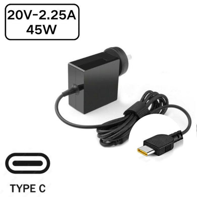 [20V-2.25A/45W][Square Type][Type-C] Genuine Original Lenovo USB C - Laptop AC Wall Travel Charger Travel Adapter