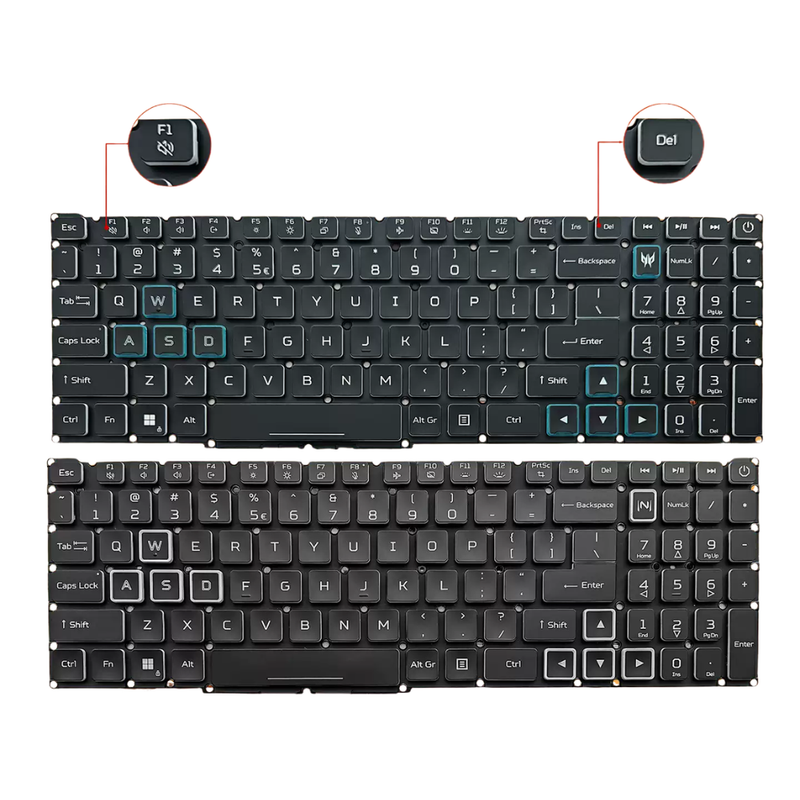 Cargue la imagen en el visor de la galería, Acer Predator Helios Neo 16 PHN16-71-51F4 N22Q22 / Nitro 16 AN16-51 - Laptop Keyboard With Backlit US English Layout - Polar Tech Australia
