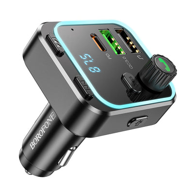 [E51] HOCO Dual USB + PD USB-C Port 18W Adaptateur de charge de voiture avec émetteur FM