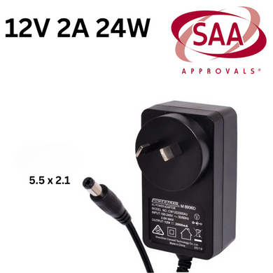 [12V-2A/24W][5.5x2.1] Universal Computer/Monitor/LED Strip/Light Module/Speaker/CCTV/Router/Camera Power Supply Adapter Wall Charger