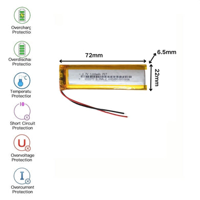 [PH2.0-JST Connector][652272] Universal 1000mAh 3.7V Rechargeable Li-Ion Lithium Polymer Battery - Polar Tech Australia