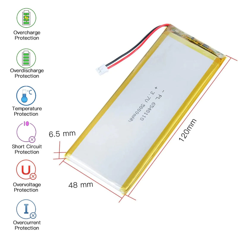 Cargue la imagen en el visor de la galería, [PH2.0-JST Connector][6548118] Universal 5000mAh 3.7V Rechargeable Li-Ion Lithium Polymer Battery - Polar Tech Australia
