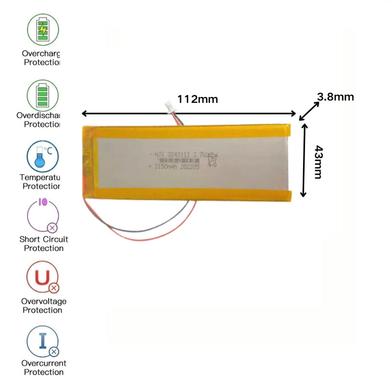 Cargue la imagen en el visor de la galería, [PH2.0-JST Connector][3843112] Universal 3150mAh 3.7V Rechargeable Li-Ion Lithium Polymer Battery - Polar Tech Australia
