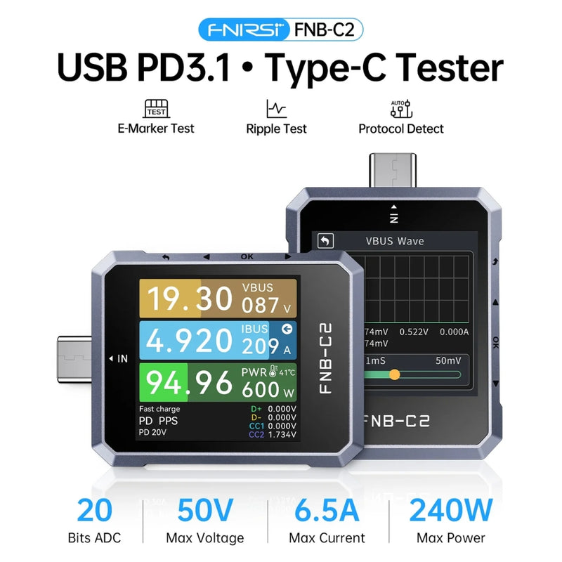 Load image into Gallery viewer, [FNB-C2] USB PD 3.1 Type-C Fast Charging Tester - Polar Tech Australia
