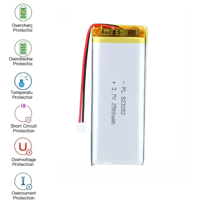 Chargez l&#39;image dans la visionneuse de la galerie, [PH2.0-JST Connector][823282] Universal 2500mAh 3.7V Rechargeable Li-Ion Lithium Polymer Battery - Polar Tech Australia
