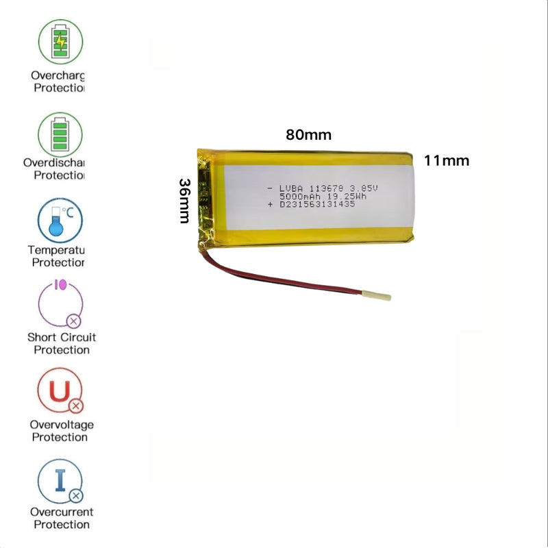 Load image into Gallery viewer, [PH2.0-JST Connector][113678] Universal 5000mAh 3.85V Rechargeable Li-Ion Lithium Polymer Battery - Polar Tech Australia
