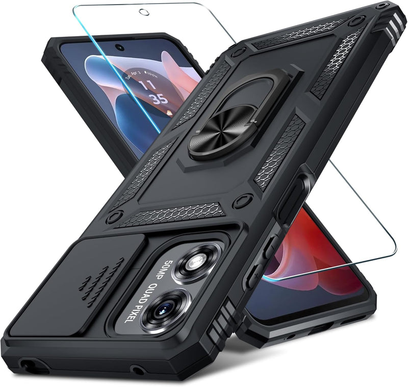 Chargez l&#39;image dans la visionneuse de la galerie, [Magnetic Ring Kickstand][Slide Camera Cover] Motorola Moto G Play 2024 - Shield Shockproof Rugged Heavy Duty Case - Polar Tech Australia
