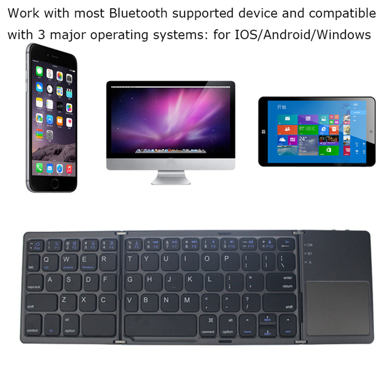Load image into Gallery viewer, Foldable Bluetooth Keyboard with Touchpad Portable Wireless Keyboard , Rechargeable Full Size Ultra Slim Pocket Folding Keyboard for Android Windows iOS Tablet And Mobile Phone - Polar Tech Australia
