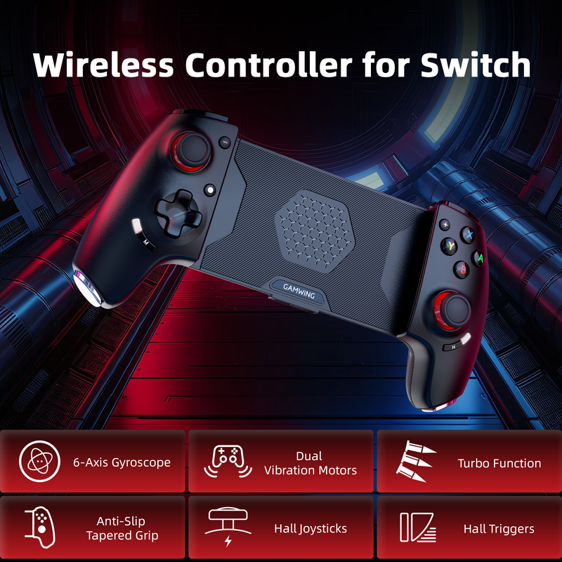 Load image into Gallery viewer, AB02S Wireless Game Controller for Switch &amp; iOS Hall Effect Joystick 6-Axis Gyro Turbo Programmable Dual Vibratio
