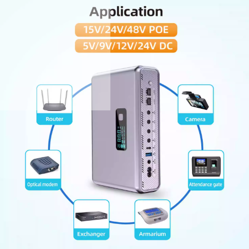 Chargez l'image dans la visionneuse de la galerie, [16400mAh] Universal Mini UPS 36W Battery Backup 5V 9V 12V 24V 48V Adjustable Output For WIFI Router, Modem, POE Switch, Security Camera CCTV &amp; Alarm &amp; Attendance Machine LED Light - Polar Tech Australia
