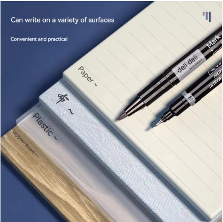 Chargez l&#39;image dans la visionneuse de la galerie, Deli 6823 - Dual Tip Head Smooth Permanent Marking Pen
