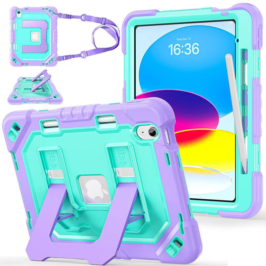[Built-in Stand][With Shoulder Strap] Apple iPad 10.9/11'' 10/11th Gen (2022/2025) Shock-absorb Heavy Duty Case