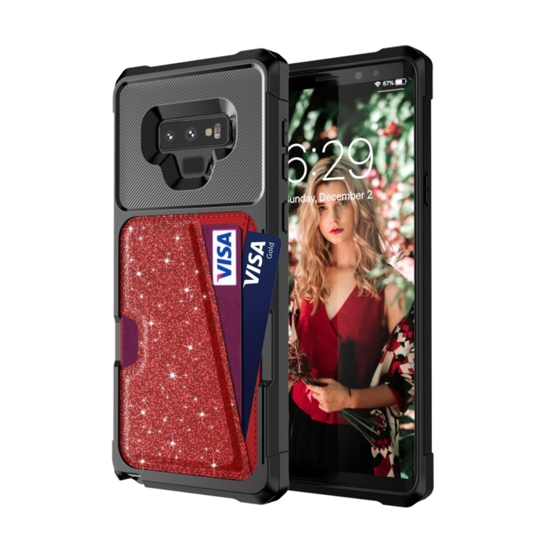 Load image into Gallery viewer, Samsung Galaxy Note 9 (SM-N960) - Glitter Magnetic Card Bag Phone Case
