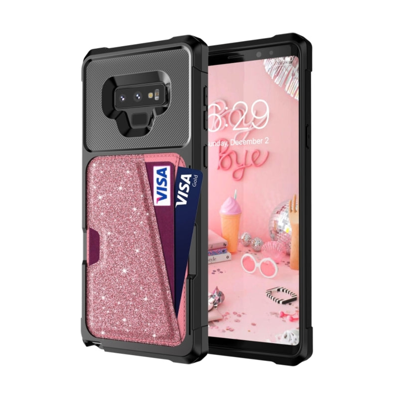 Load image into Gallery viewer, Samsung Galaxy Note 9 (SM-N960) - Glitter Magnetic Card Bag Phone Case
