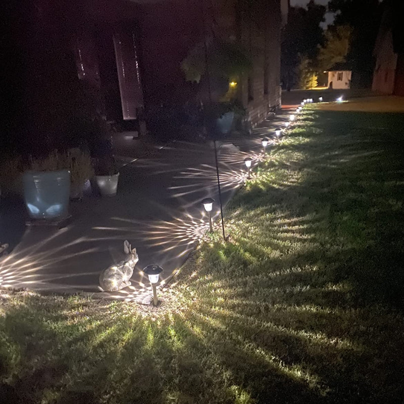 Load image into Gallery viewer, 4 Pack Solar Pathway Lights Warm yellow + Bright White Outdoor Garden Stake Glass LED Stainless Steel Waterproof Landscape Path Lighting for Yard Walkway Driveway Outside Silver - Polar Tech Australia

