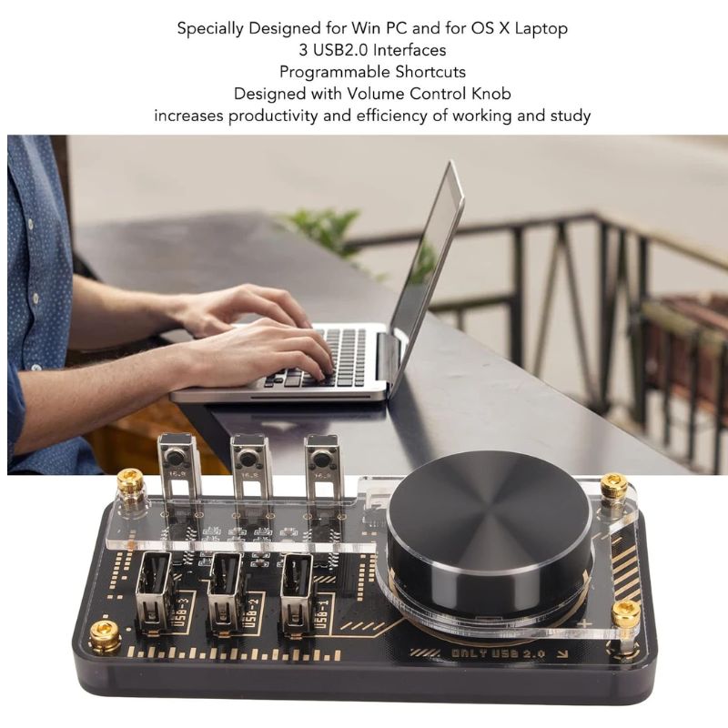 Cargue la imagen en el visor de la galería, Retro look USB Hub with Volume Control RGB Ambient Light for Win PC for OS X Laptop Boyfriend Gift
