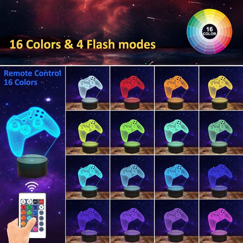 Cargue la imagen en el visor de la galería, 3D Gamepad Night Light Desk Lamps Kids Room Decor Best Festival Birthday Gifts for Game Fan
