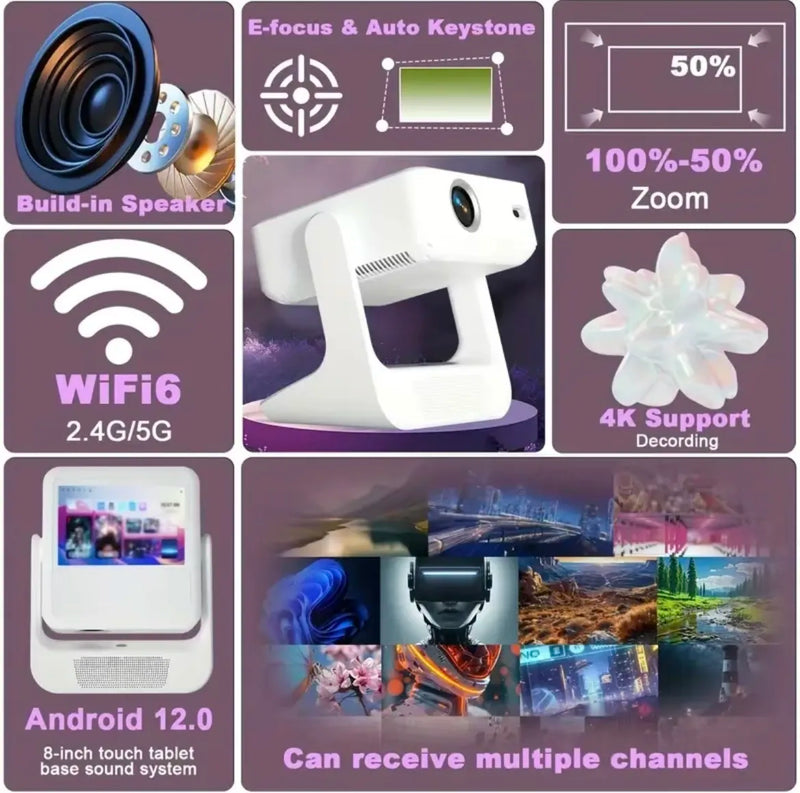 Load image into Gallery viewer, [A2 Pro][Built-in Screen] Portable 1080P Native Support 4K 300 ANSI 10000 Lumens Android Smart Profession Projector
