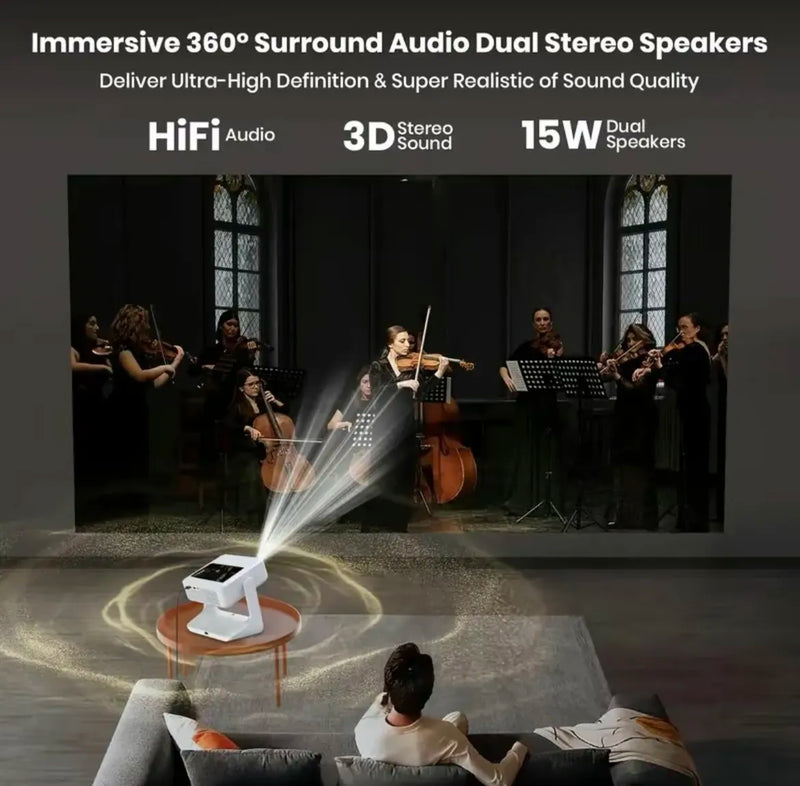 Load image into Gallery viewer, [A2 Pro][Built-in Screen] Portable 1080P Native Support 4K 300 ANSI 10000 Lumens Android Smart Profession Projector
