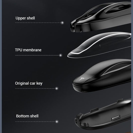 Tesla Full Aluminum Alloy + PU Leather Cover Car Key Fob Case for Model X