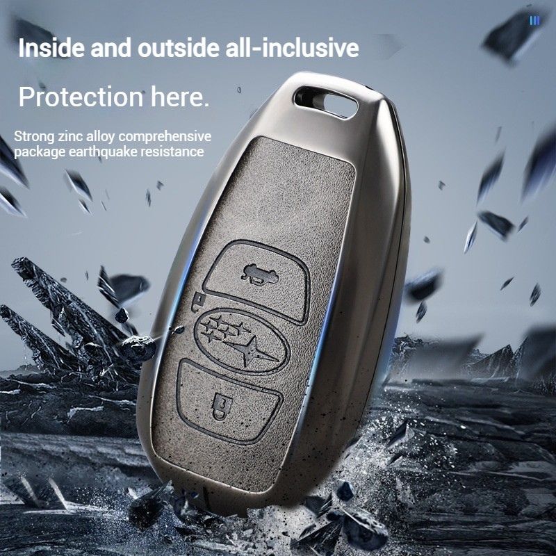 Chargez l&#39;image dans la visionneuse de la galerie, Subaru Zinc Alloy + PU Leather Car Key Fob Protective Cover Case For Outback, Forester, Impreza, WRX, XV, Crosstrek, Legacy
