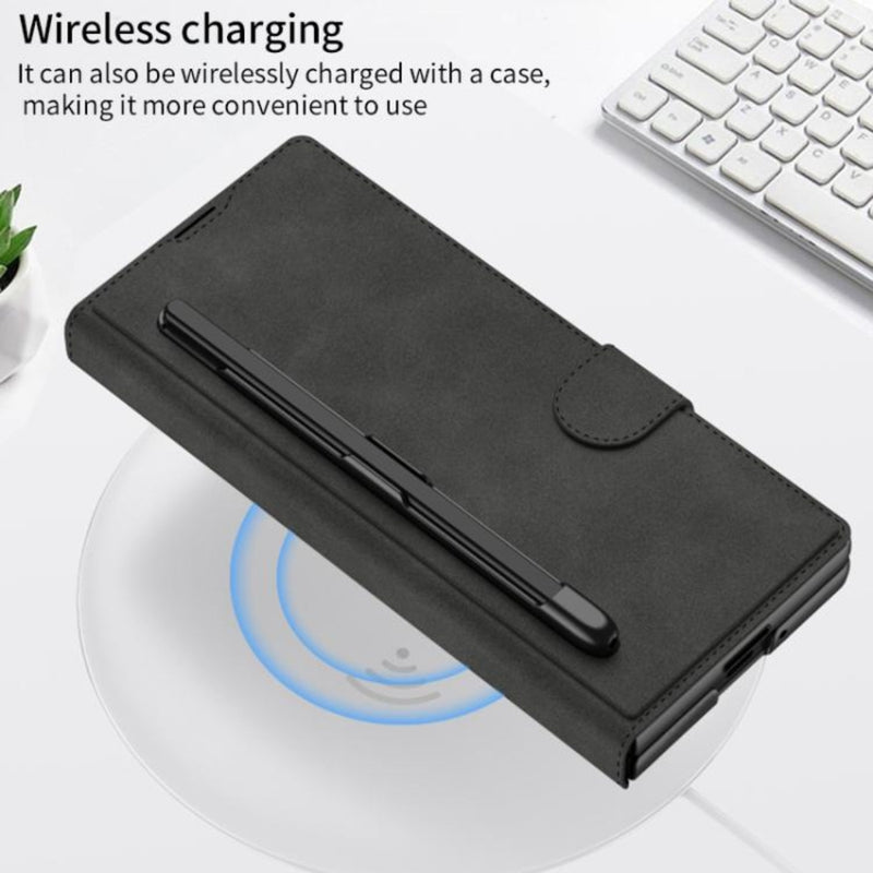 Cargue la imagen en el visor de la galería, Samsung Galaxy Z Fold7 5G - GKK Integrated Armor Flip Leather Case with Pen Slot, Stylus Not Included
