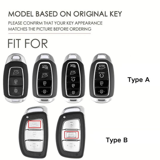 Hyundai Stylish Metal Car Key Fob Protective Case Cover For Tucson, Sport, Elantra, Santa Fe, ix35, ix25