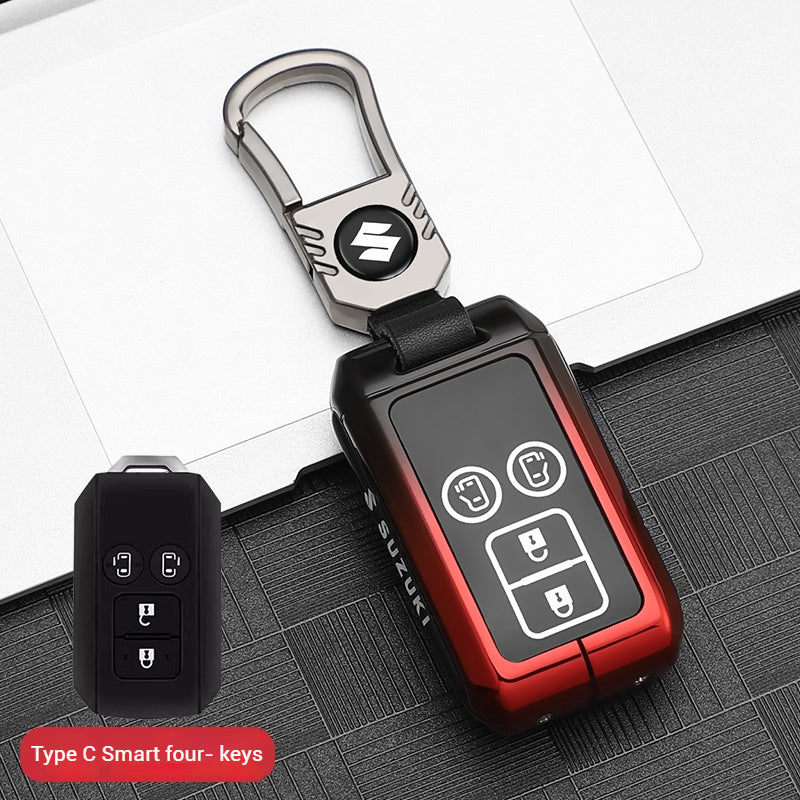 Chargez l&#39;image dans la visionneuse de la galerie, Suzuki Zinc Alloy + Silicone Car Key Fob Case Cover For Dzire, Ertiga, Vitara, Brezza, Baleno, HustlerJimny,
